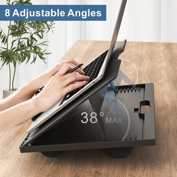 MIND READER Black Laptop Computer Stand | Adjustable Padded Lap Desk for Reading - Picture 8 of 10